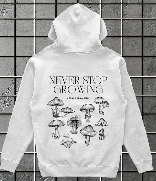 Hoodie Never Stop Growing Blanco